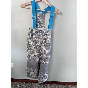 Weatherproof 32 Degrees Kids Gray Camo Snow Bibs Insulated Ski Pants Size 7/8